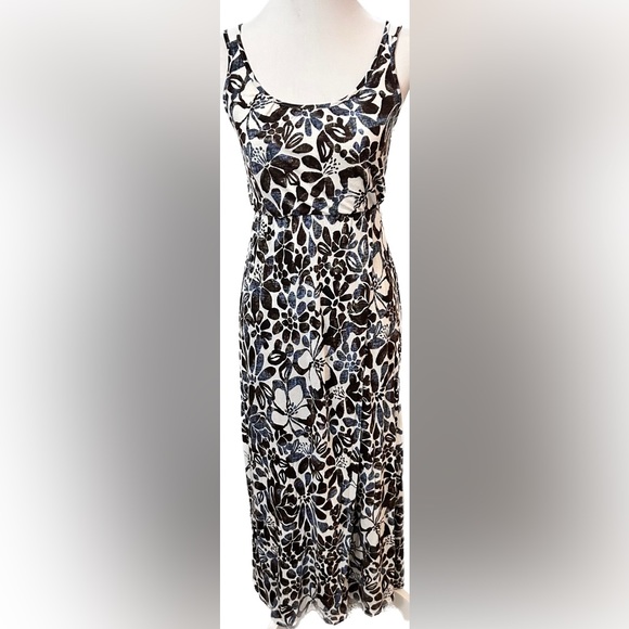 NWOT 💋 LOFT 💋 Brown & Navy Blue Floral Print Strappy Maxi Dress - XSP - Picture 5 of 9